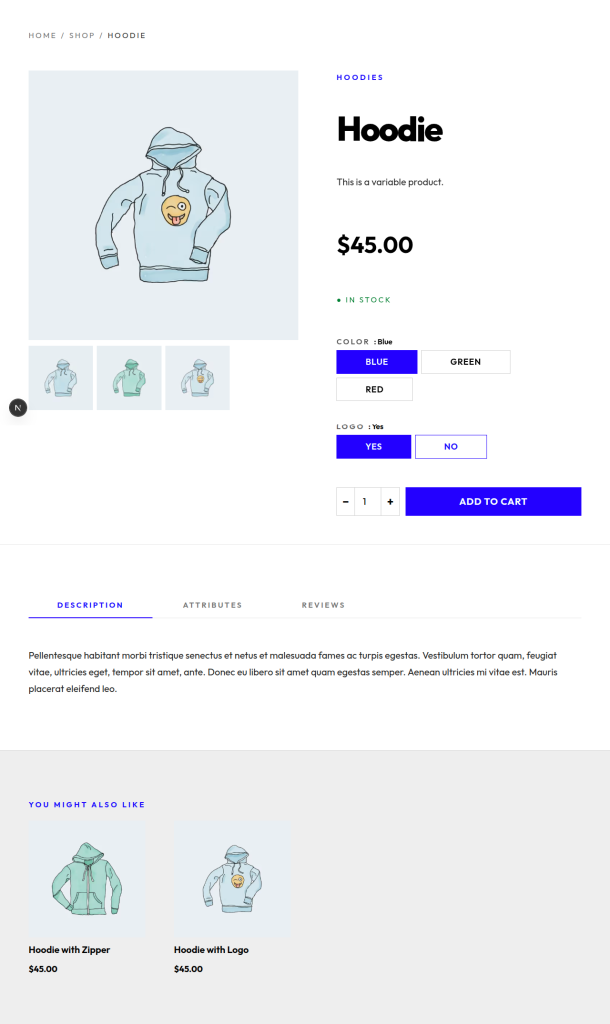 Polished product page rendered by Next.js with WooGraphQL data and schema.org JSON-LD.
